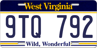 WV license plate 9TQ792