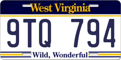 WV license plate 9TQ794