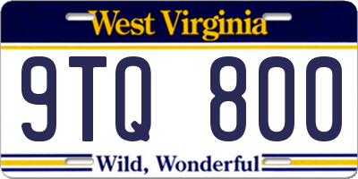 WV license plate 9TQ800