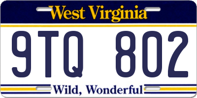 WV license plate 9TQ802
