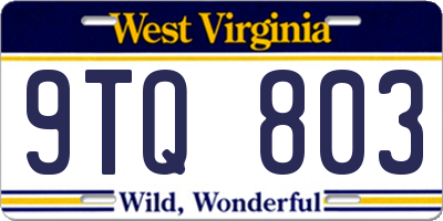 WV license plate 9TQ803