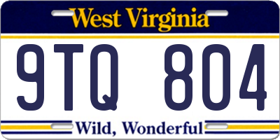 WV license plate 9TQ804