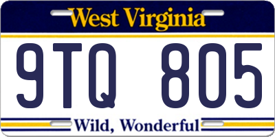 WV license plate 9TQ805
