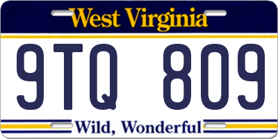 WV license plate 9TQ809
