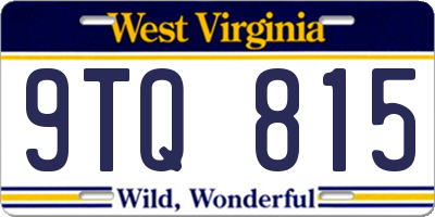 WV license plate 9TQ815