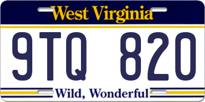 WV license plate 9TQ820