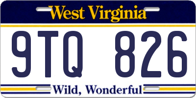 WV license plate 9TQ826