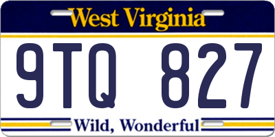 WV license plate 9TQ827
