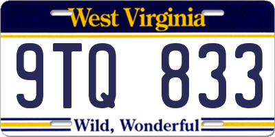 WV license plate 9TQ833