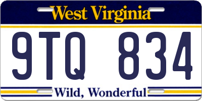 WV license plate 9TQ834