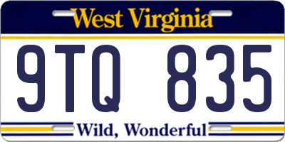 WV license plate 9TQ835