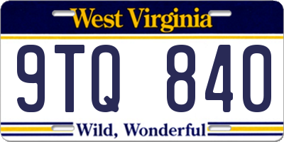 WV license plate 9TQ840
