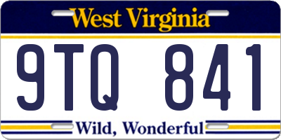 WV license plate 9TQ841