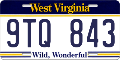 WV license plate 9TQ843