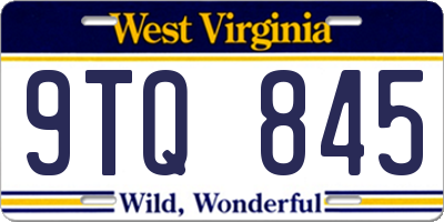 WV license plate 9TQ845