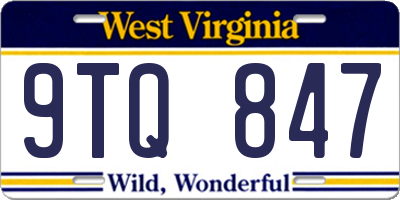 WV license plate 9TQ847