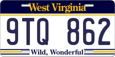 WV license plate 9TQ862