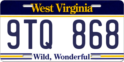 WV license plate 9TQ868