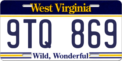 WV license plate 9TQ869
