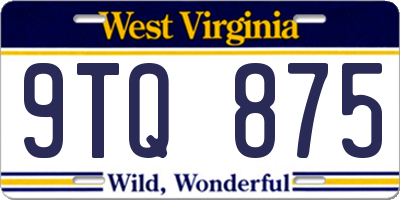 WV license plate 9TQ875