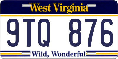 WV license plate 9TQ876