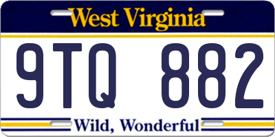 WV license plate 9TQ882