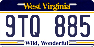 WV license plate 9TQ885