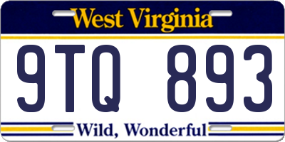 WV license plate 9TQ893