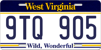 WV license plate 9TQ905