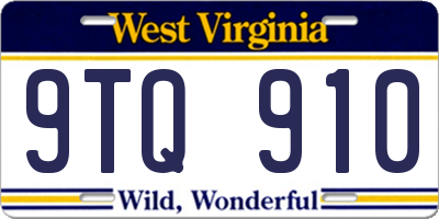 WV license plate 9TQ910