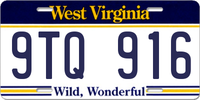 WV license plate 9TQ916