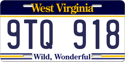 WV license plate 9TQ918