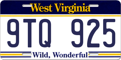 WV license plate 9TQ925