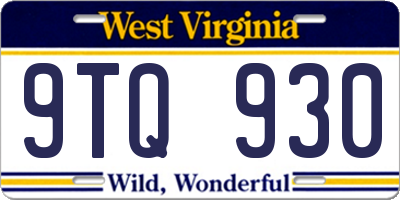 WV license plate 9TQ930