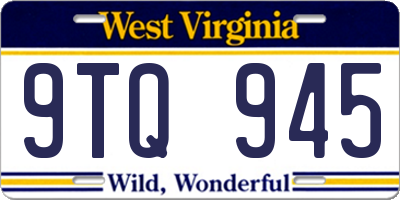 WV license plate 9TQ945