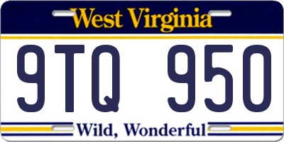 WV license plate 9TQ950