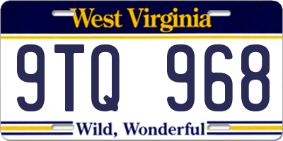 WV license plate 9TQ968