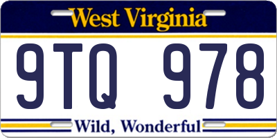 WV license plate 9TQ978