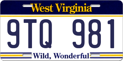 WV license plate 9TQ981