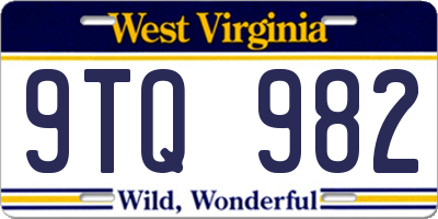 WV license plate 9TQ982