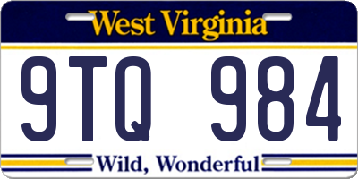WV license plate 9TQ984
