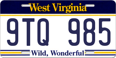 WV license plate 9TQ985