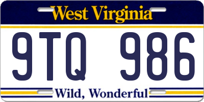 WV license plate 9TQ986