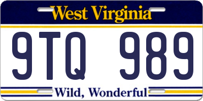 WV license plate 9TQ989