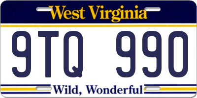 WV license plate 9TQ990