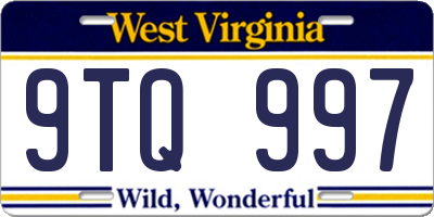 WV license plate 9TQ997