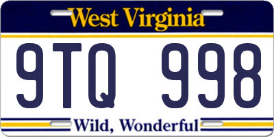 WV license plate 9TQ998
