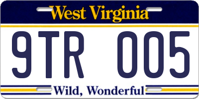 WV license plate 9TR005