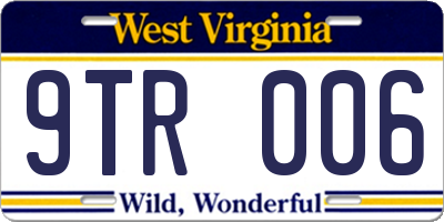 WV license plate 9TR006