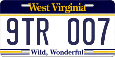 WV license plate 9TR007